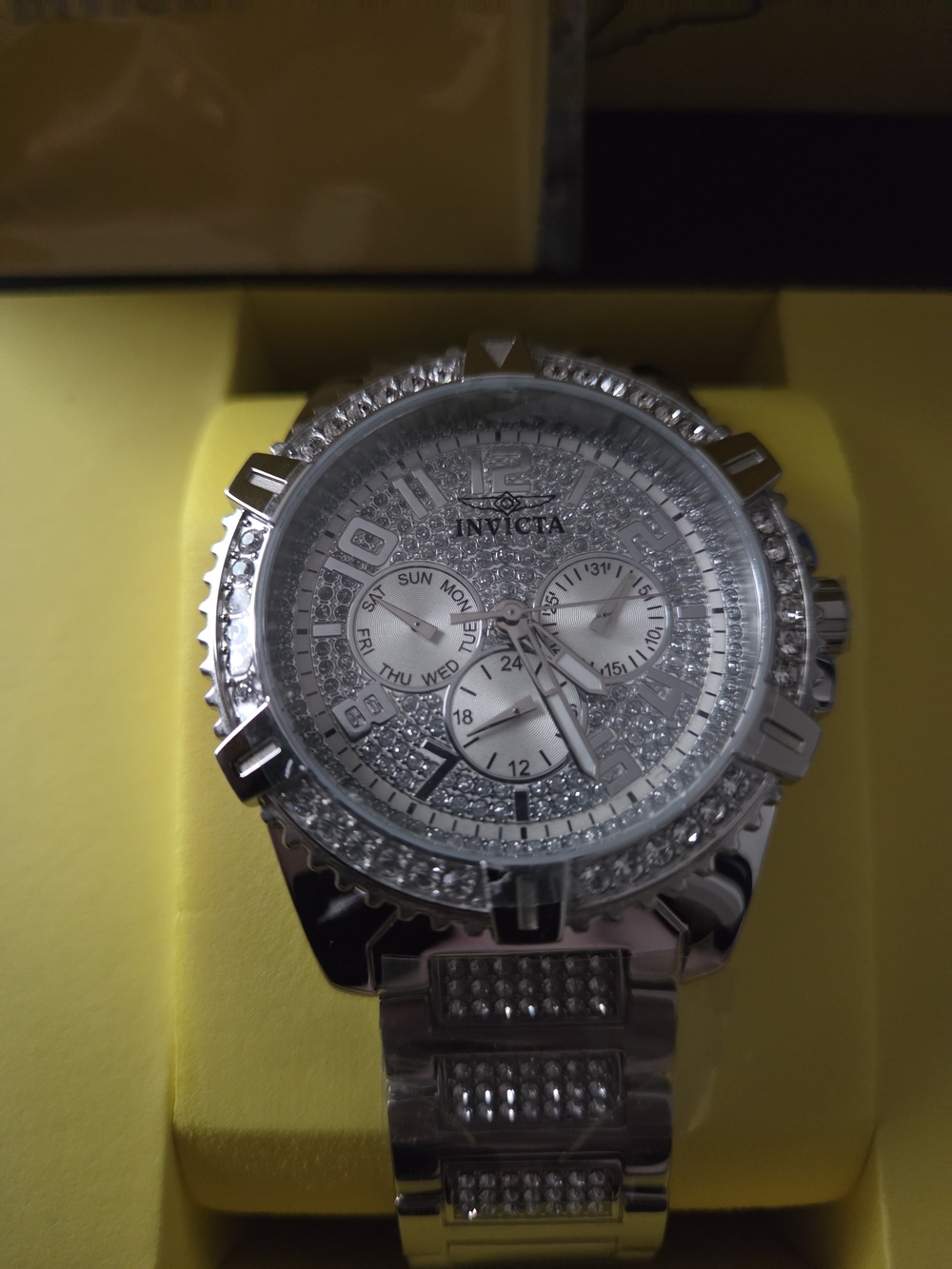 Invicta Celestial Men's 45mm Luxe Pave Crystal Multi-Function Quartz Watch 48560